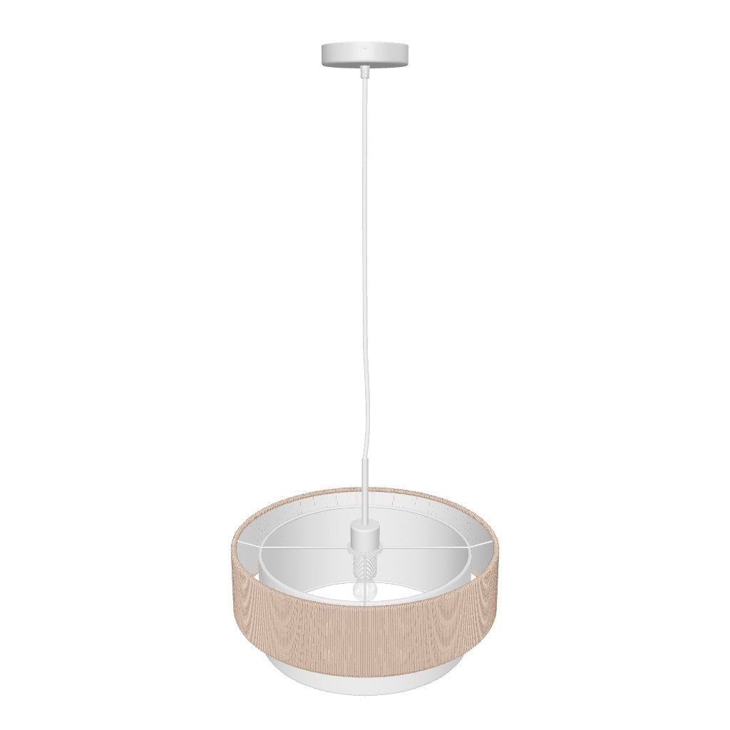 Deckenleuchte Bianella mit 40 cm Durchmesser, gefertigt aus beigem Cord und Baumwolle, ideal für eine gemütliche Raumgestaltung.