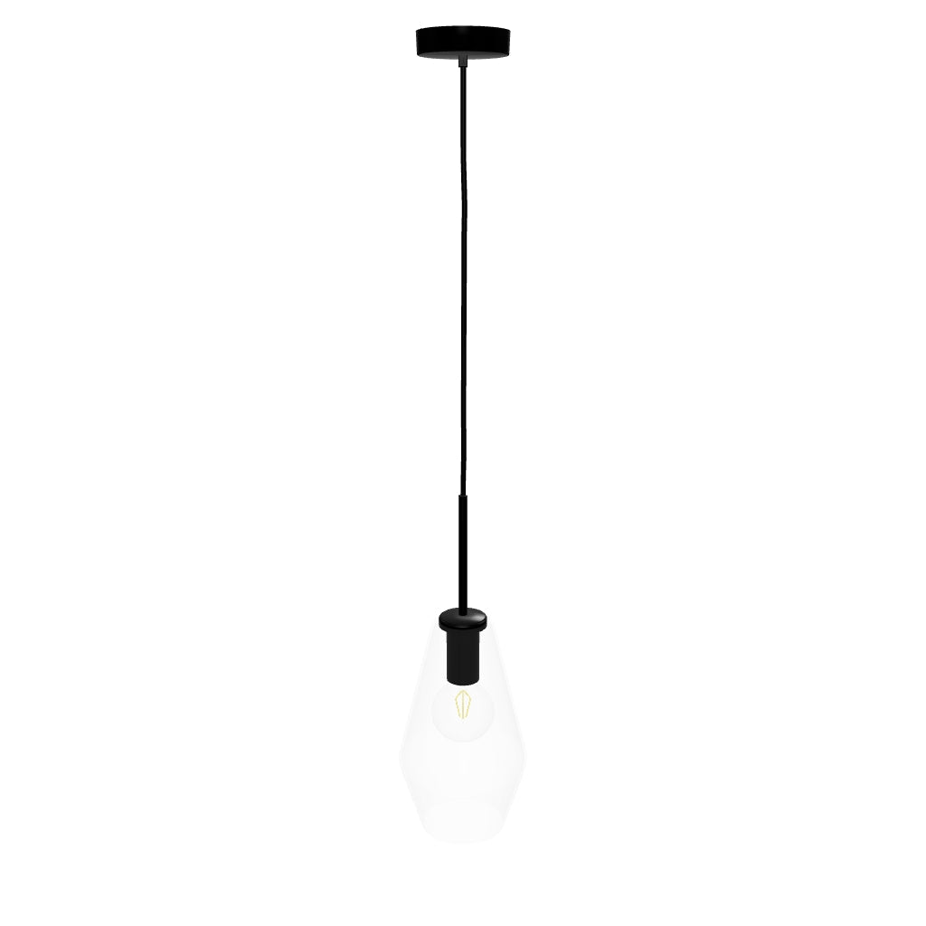 Deckenleuchte Mao aus Glas mit einem Durchmesser von 17 cm, kombiniert mit einem eleganten Massivholzelement für modernes und minimalistisches Design.