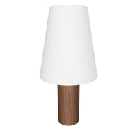 Tischlampe Marga aus massivem Gummibaumholz mit dunklem Finish