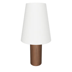 Tischlampe Marga aus massivem Gummibaumholz mit dunklem Finish