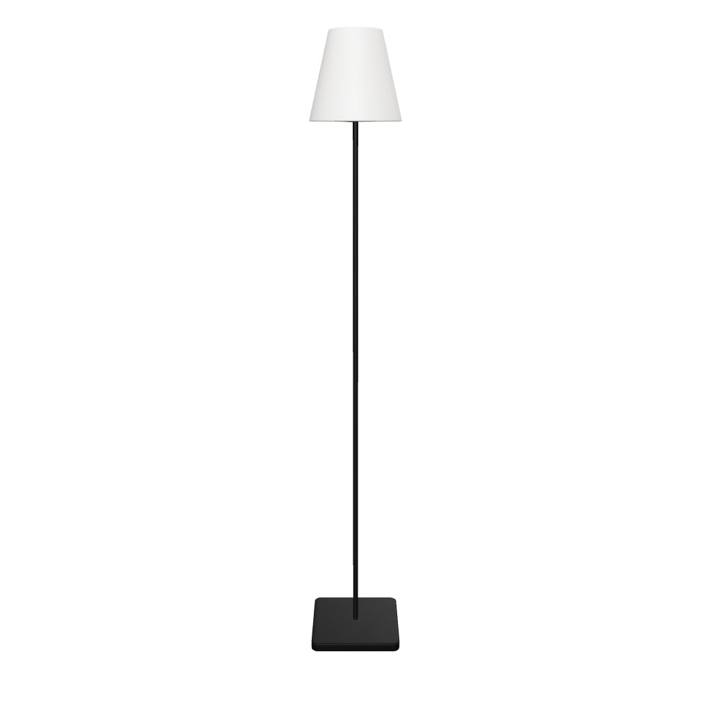 Solarbetriebene Outdoor-Stehlampe aus schwarzem Stahl, 120 cm hoch, modernes Design, geeignet für Außenbereiche wie Garten oder Terrasse.