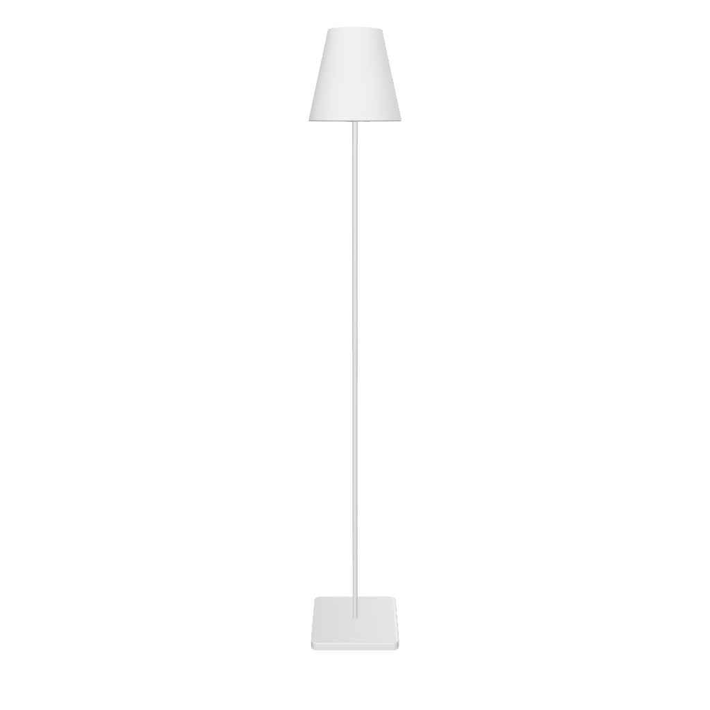 Solarbetriebene Outdoor-Stehlampe aus grauem Stahl, 120 cm hoch, modernes Design, ideal für Garten und Terrasse.