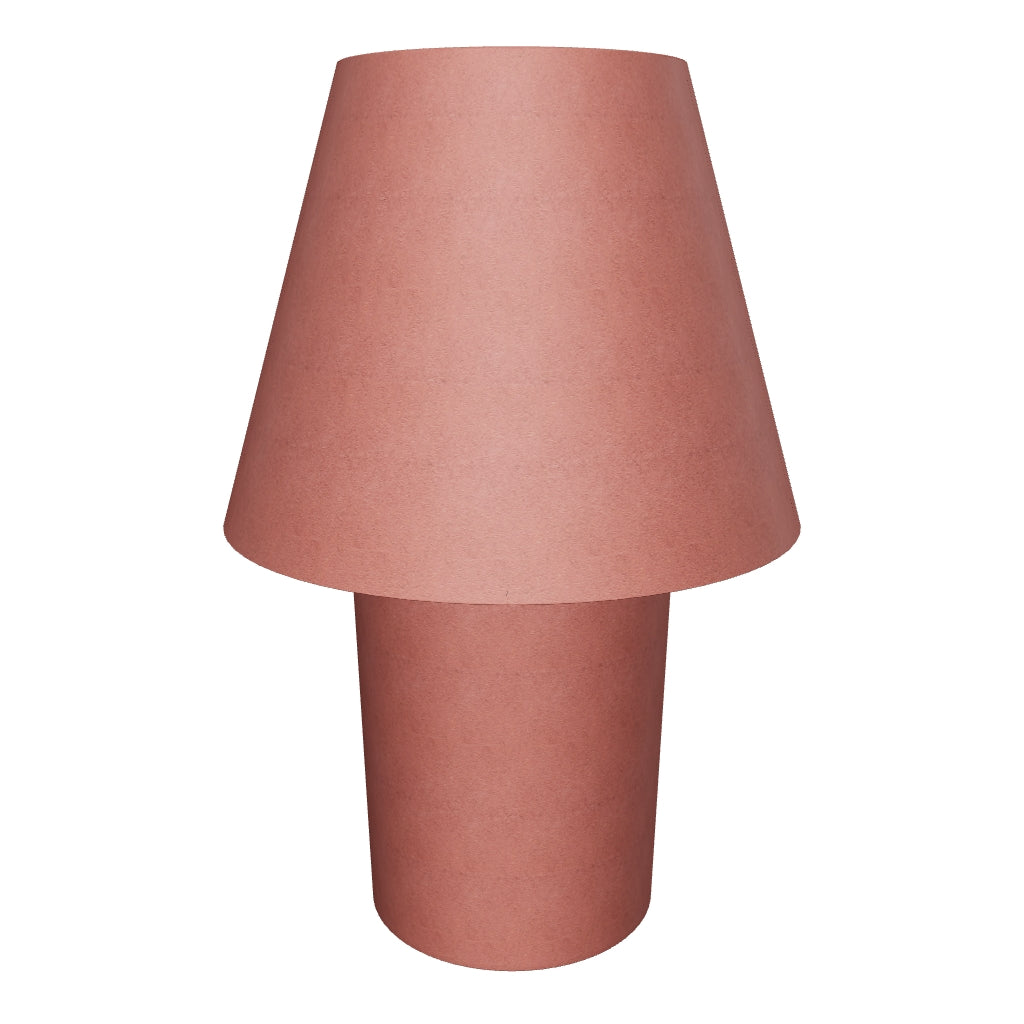 Tischlampe Canapost aus Metall mit Terrakotta-Finish, modernem Design und warmem Licht für eine stilvolle Wohnraumbeleuchtung.
