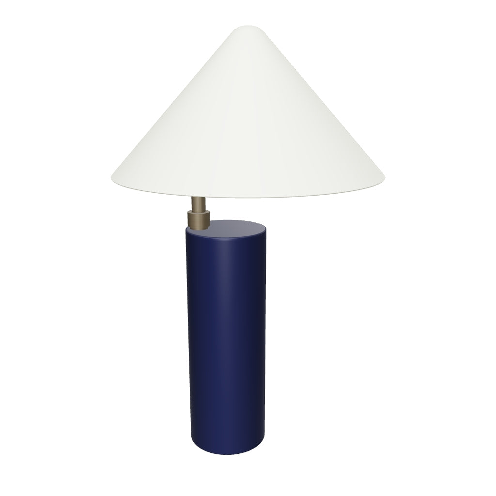 Tischlampe Shiva aus Metall in modernem Blau-Weiß-Design, ideal für stilvolle Wohnräume.