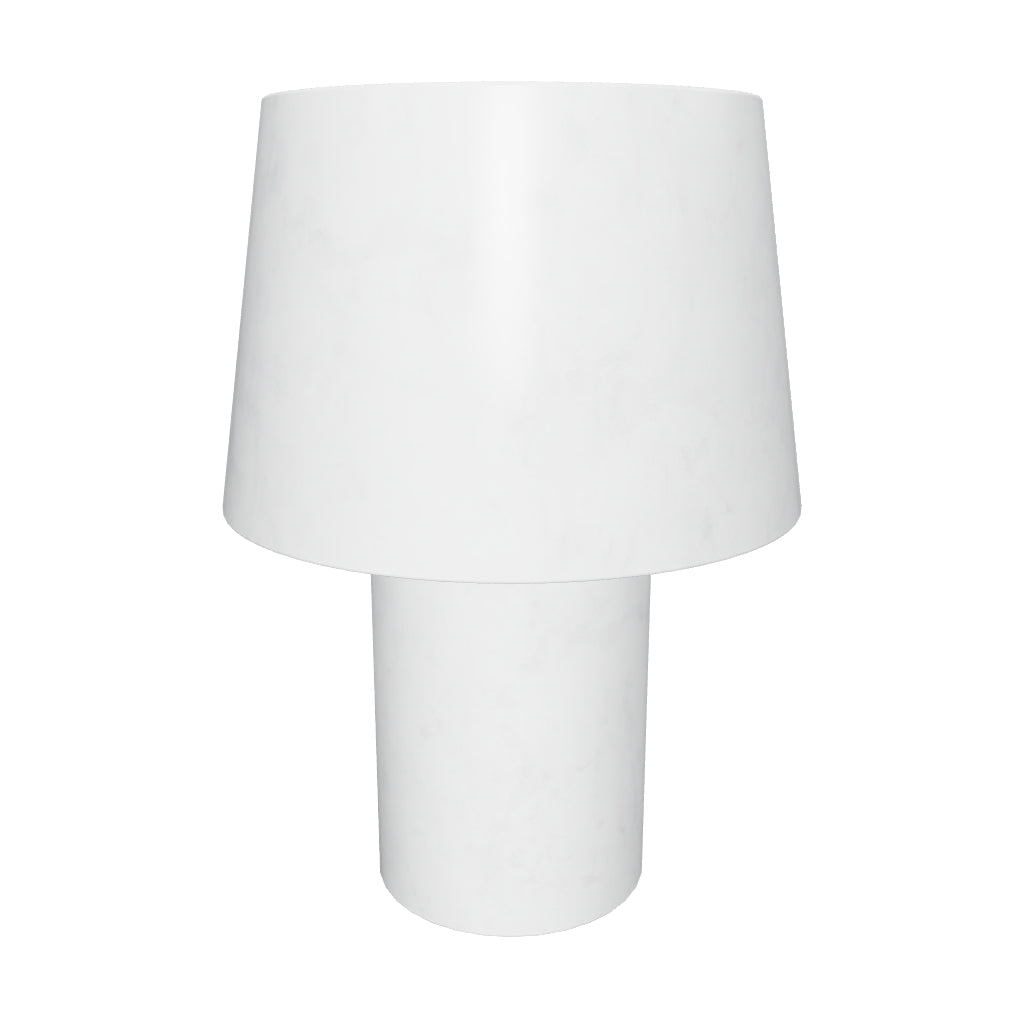 Tischlampe Alaro aus weißem Marmor mit modernem, minimalistischen Design und natürlichen Materialien.
