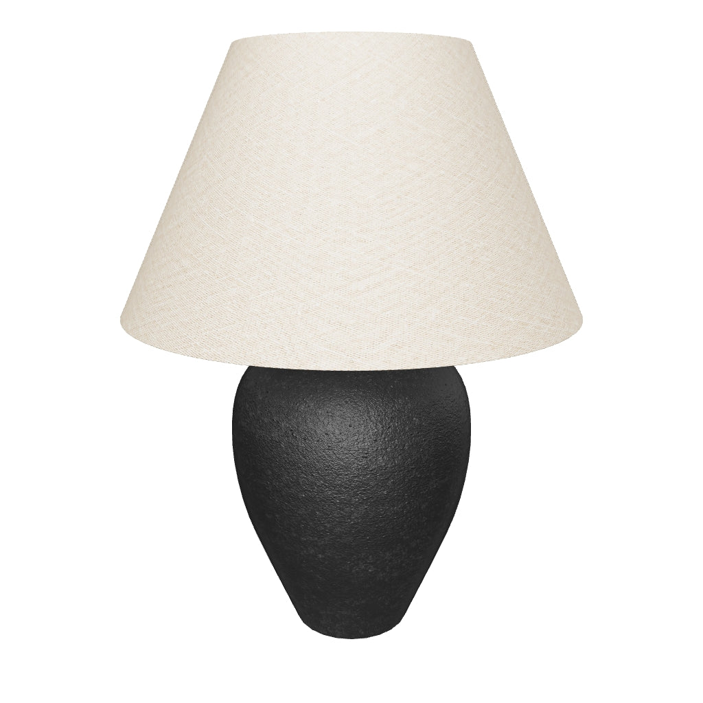 Keramik-Tischlampe Mercadal mit elegantem schwarzen Finish und modernem Design.