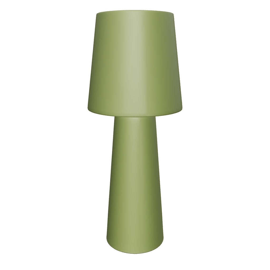 Große Arenys Outdoor Tischlampe aus Metall mit grünem Lackfinish, ideal für stilvolle Außenbereiche.