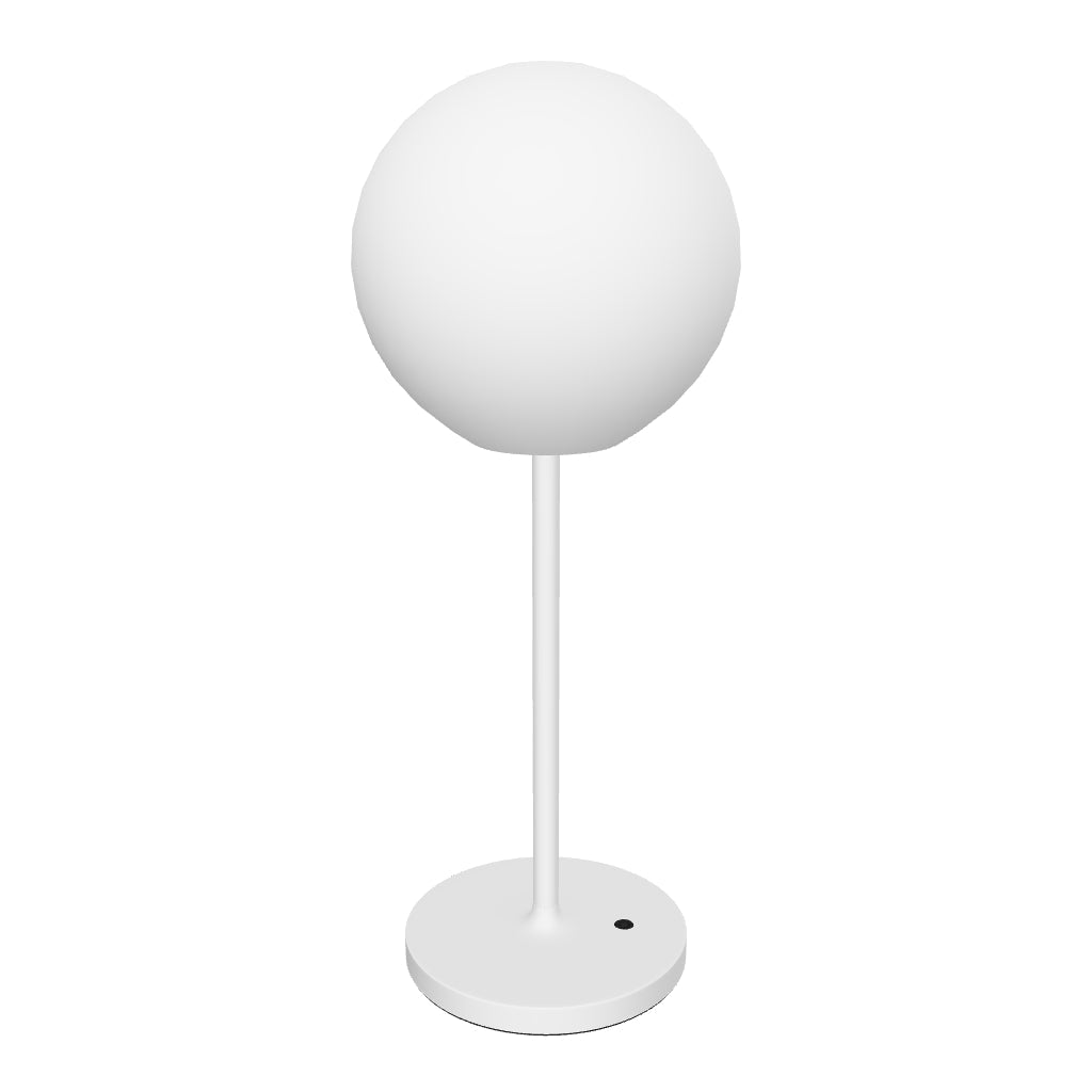 Outdoor Tischlampe Dinesh aus grauem Aluminium, 40 cm hoch, modernes und wetterfestes Design für vielseitige Einsatzmöglichkeiten.