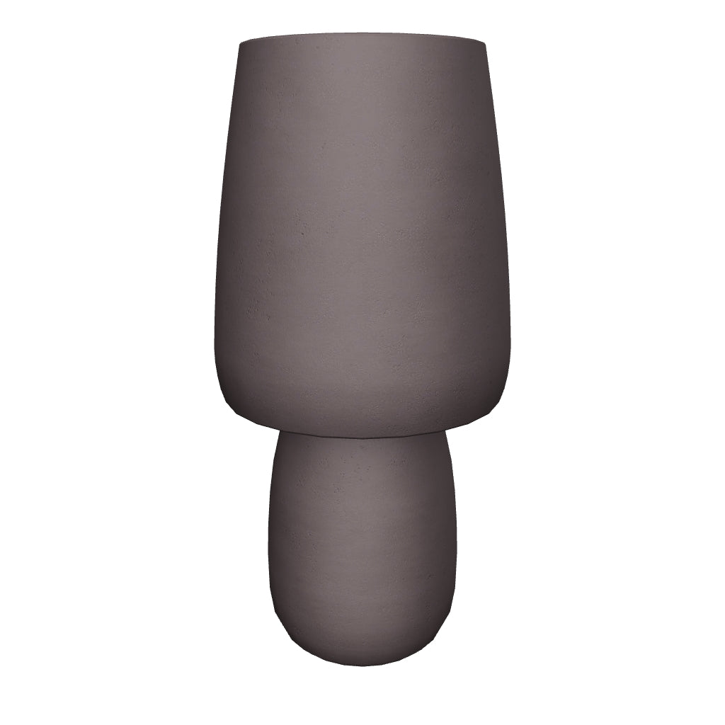 Tischleuchte Tandy aus brauner Terrakotta mit modernem, minimalistischem Design und warmem Licht für eine gemütliche Atmosphäre.