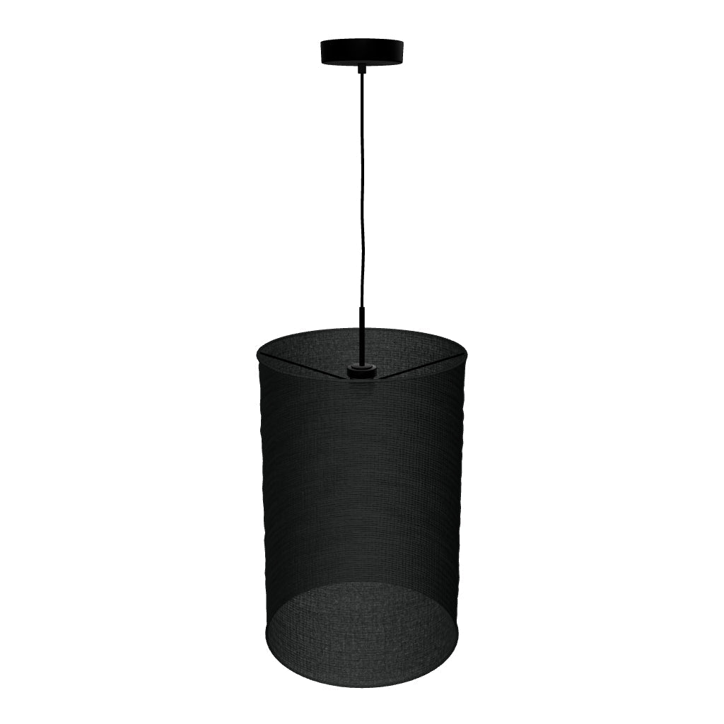 Schwarzer Lampenschirm aus Leinen, zylindrische Form, Ø 40 x 60 cm, ideal für Deckenlampen, mit modernem und minimalistischem Design.
