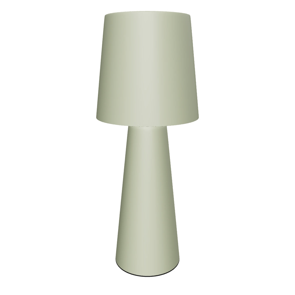 Kleine Outdoor-Tischlampe Arenys aus Metall mit türkisfarbenem Lack, ideal für den Außenbereich.