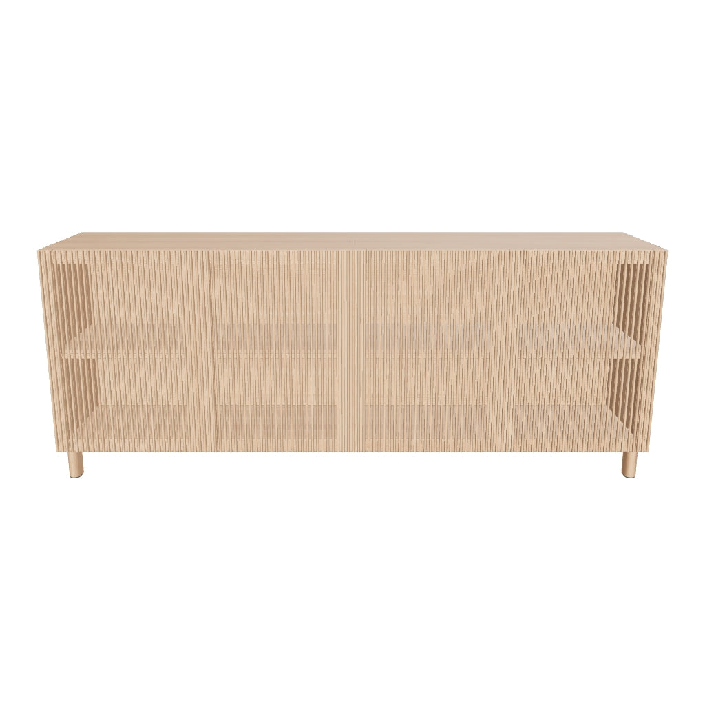 Elegantes Sideboard aus Eiche, 4 Türen, 180x71,5 cm, FSC-zertifiziert, umweltfreundlich, stilvoll, funktional.