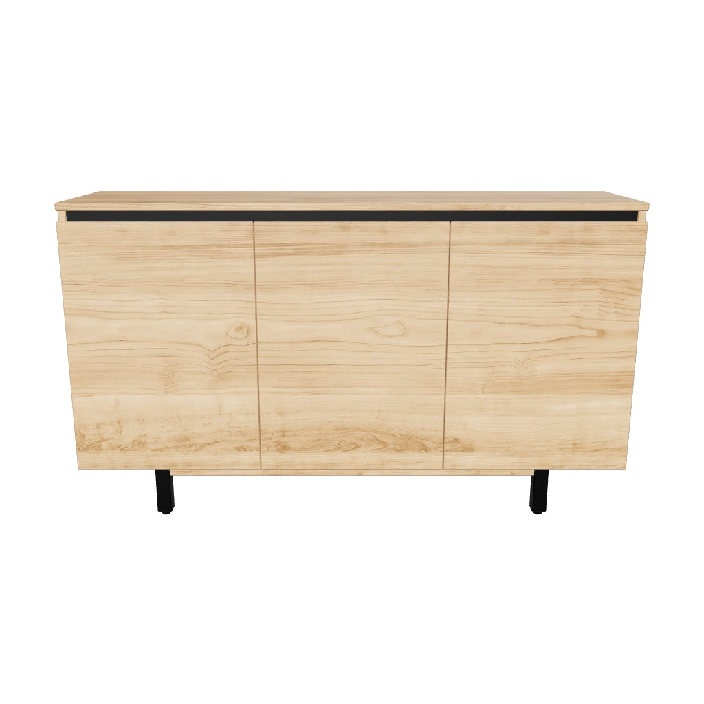 Sideboard Uxue aus massivem Akazienholz, 150 x 88 cm, mit natürlichem Finish, zeitlosem Design und großzügigem Stauraum.