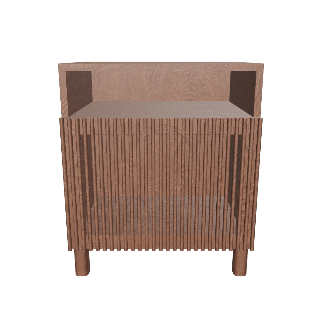 Nachttisch Beyla aus Furnier und Massivholz aus Esche mit nussbaumfarbenem Finish 53 x 62,5 cm FSC 100% in Dunkelbraun präsentiert im Onlineshop von KAQTU Design AG. Beistelltisch ist von Kave Home
