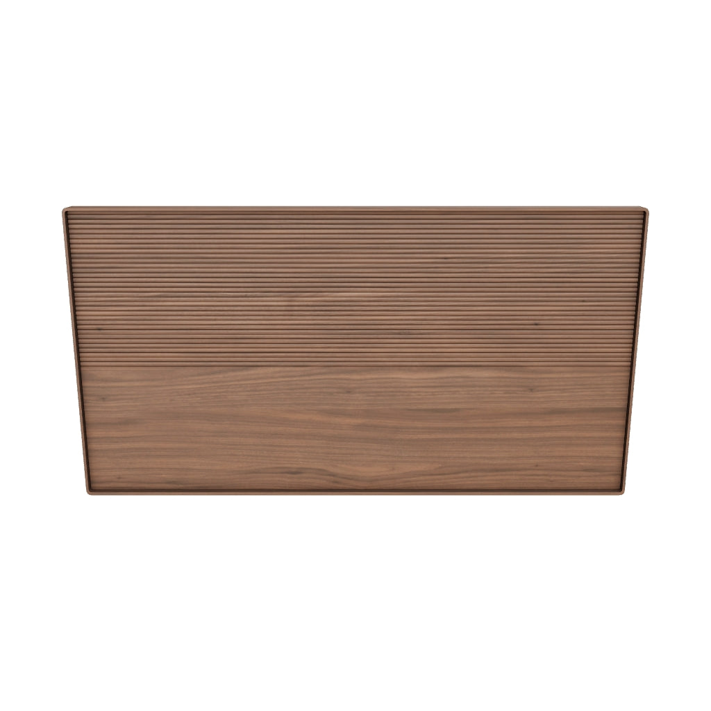 Bettkopfteil Norlen aus Nussbaumfurnier mit dunklem Finish und LED-Licht für ein Bett bis zu 160 cm FSC Mix Credit in Dunkelbraun präsentiert im Onlineshop von KAQTU Design AG. Kopfteile ist von Kave Home