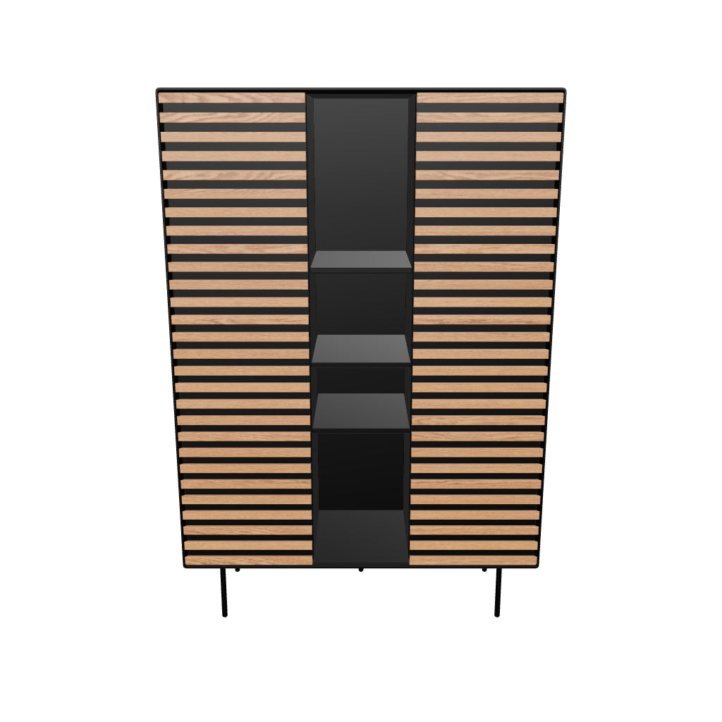 Highboard Kesia aus Walnussfurnier, 105 x 155 cm, mit modernem Design und praktischen Stauraummöglichkeiten.