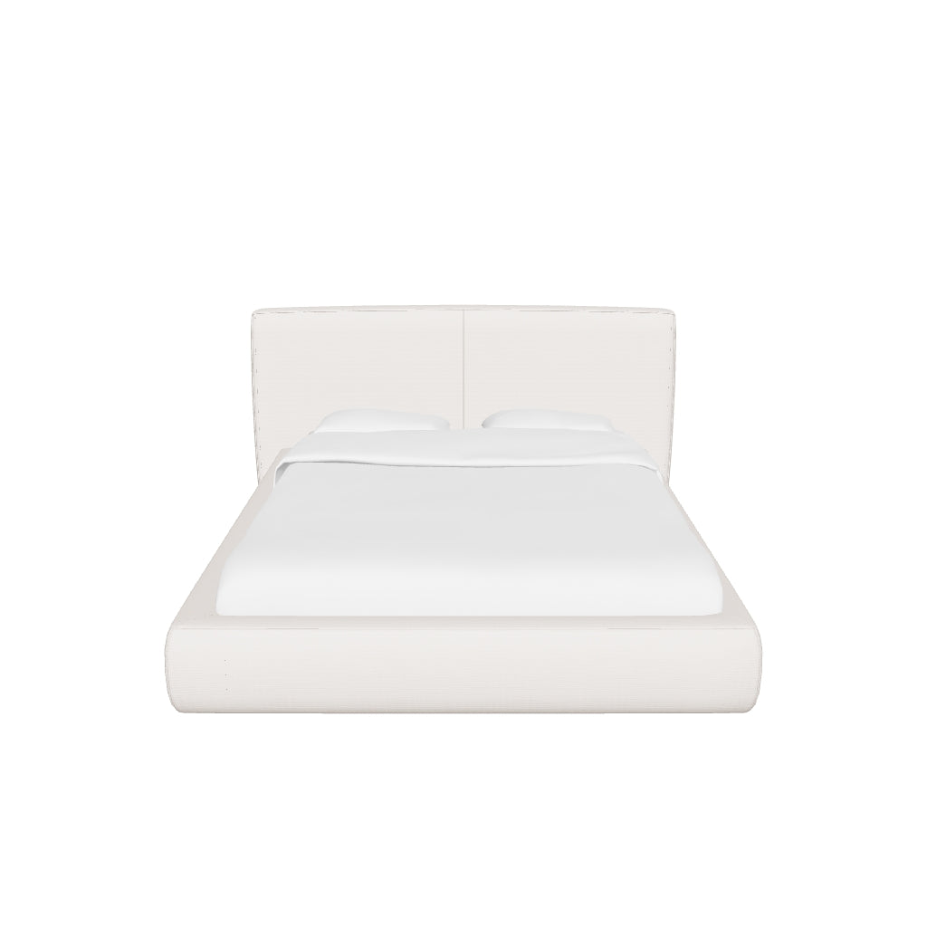 Beiges, abziehbares Bett Blok für 180x200 cm Matratze, nachhaltig mit FSC Mix Credit zertifiziert, modernes Design.