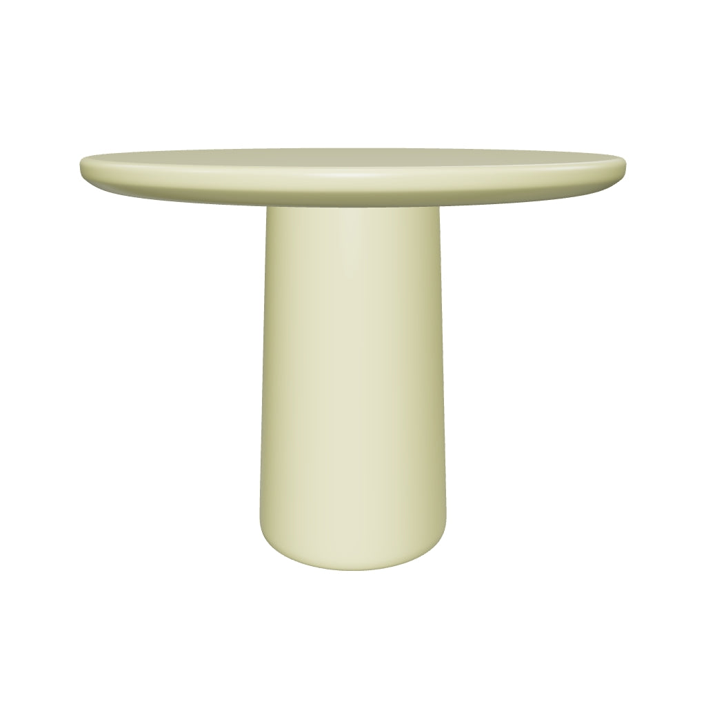 Couchtisch Albanella aus Zement mit rundem Design, glänzend grünem Finish und einem Durchmesser von 65 cm, perfekt für moderne Wohn- oder Außenbereiche.