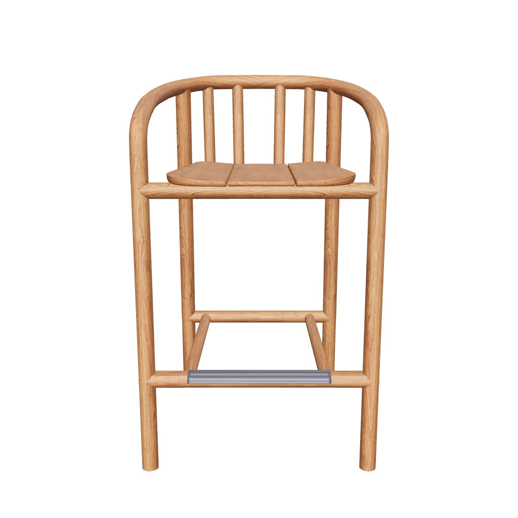 Outdoor-Hocker Turqueta aus 100% FSC-zertifiziertem massivem Teakholz, 65 cm hoch, robust und elegant für den Außenbereich.