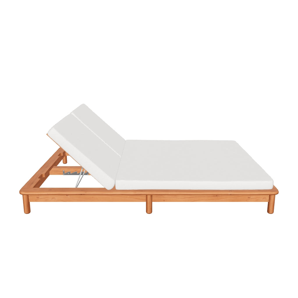 2er-Sonnenliege aus hochwertigem, FSC-zertifiziertem Teakholz, robust und stilvoll, perfekt für Garten oder Terrasse.