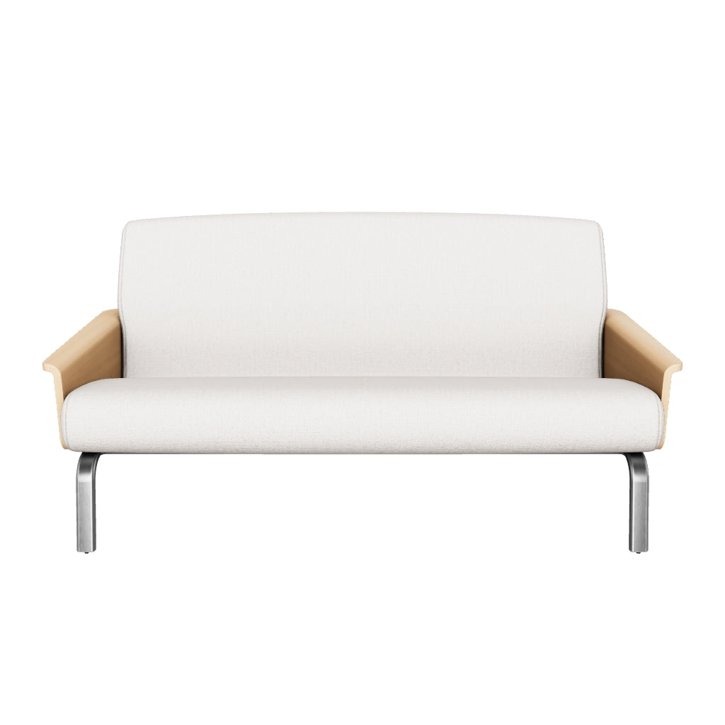 2-Sitzer-Sofa Amsen in Beige aus Eichensperrholz mit Beinen aus em gebürsteten Edelstahl 165 cm in Beige präsentiert im Onlineshop von KAQTU Design AG. 2er Sofa ist von Kave Home