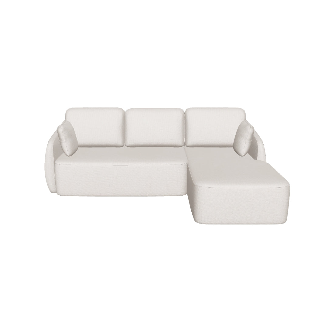 3-Sitzer-Bettsofa Laira in beiger Chenille und Chaiselongue rechts, 246 cm, FSC Mix Credit in Beige präsentiert im Onlineshop von KAQTU Design AG. Bettsofa ist von Kave Home