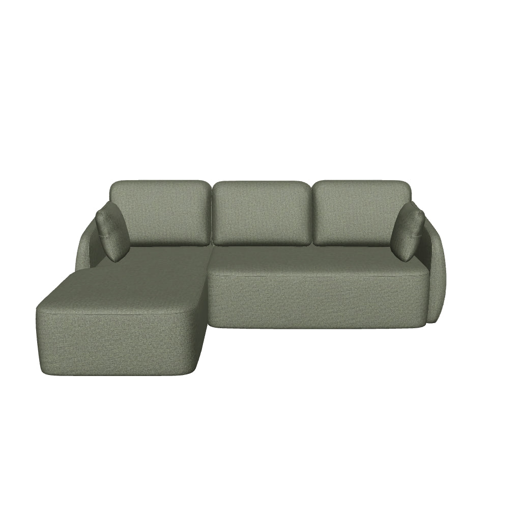 3-Sitzer-Bettsofa Laira in dunkelgrüner Chenille und Chaiselongue links, 246 cm, FSC Mix Credit in Dunkelgrün präsentiert im Onlineshop von KAQTU Design AG. Bettsofa ist von Kave Home