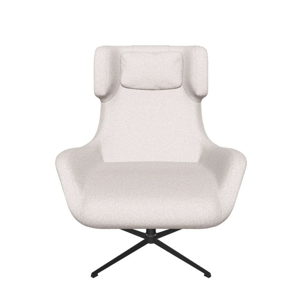 Eleganter Drehsessel aus Chenille und Stahl, ideal für stilvolle Wohnräume. Komfort und modernes Design vereint.