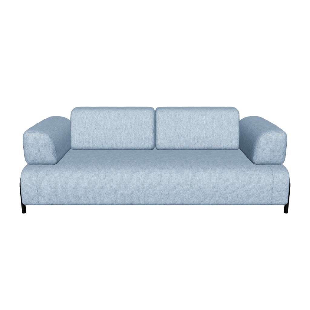 Blaues 3-Sitzer-Sofa Compo, 232 cm breit, mit modernem Design und weichem Stoffbezug, ideal für stilvolle Wohnräume.