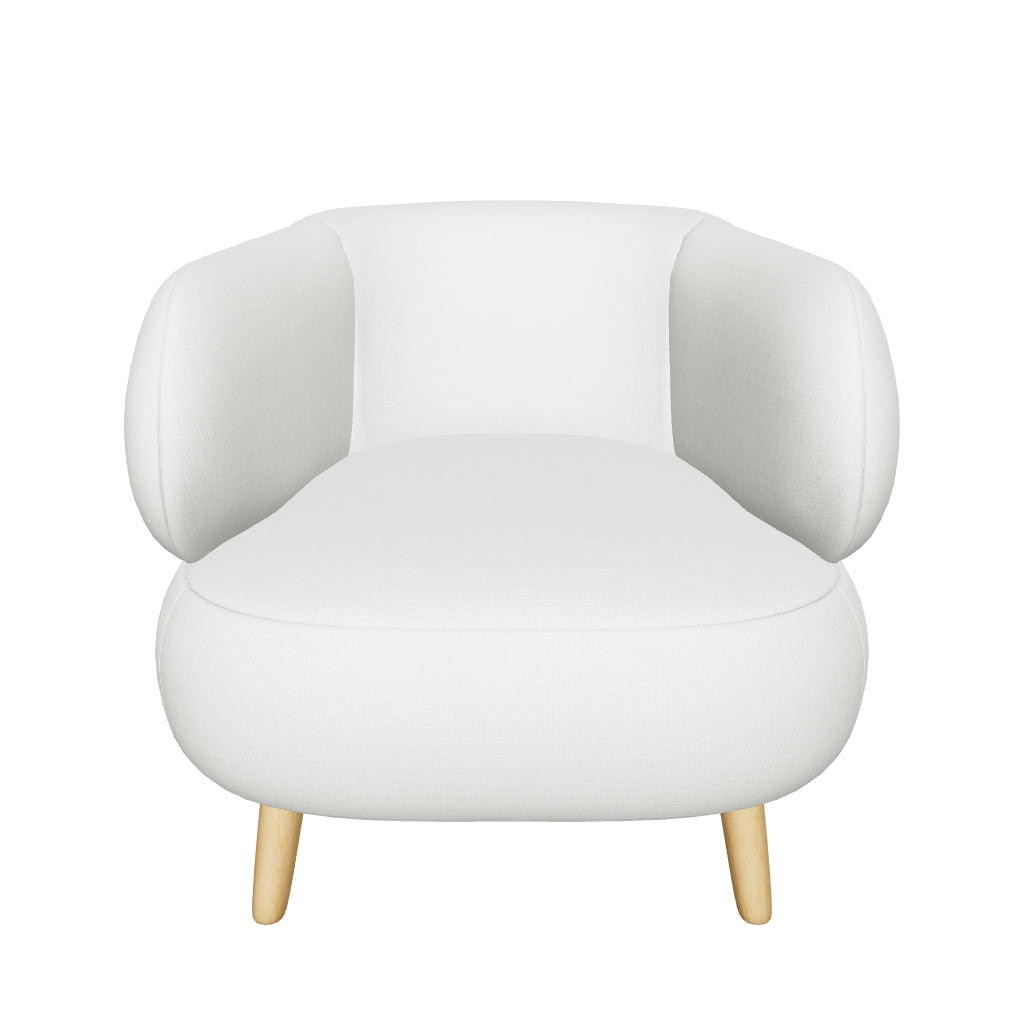 Eleganter Luisa Sessel in Perle mit robusten Beinen aus massiver Buche, ideal für modernes Wohndesign.