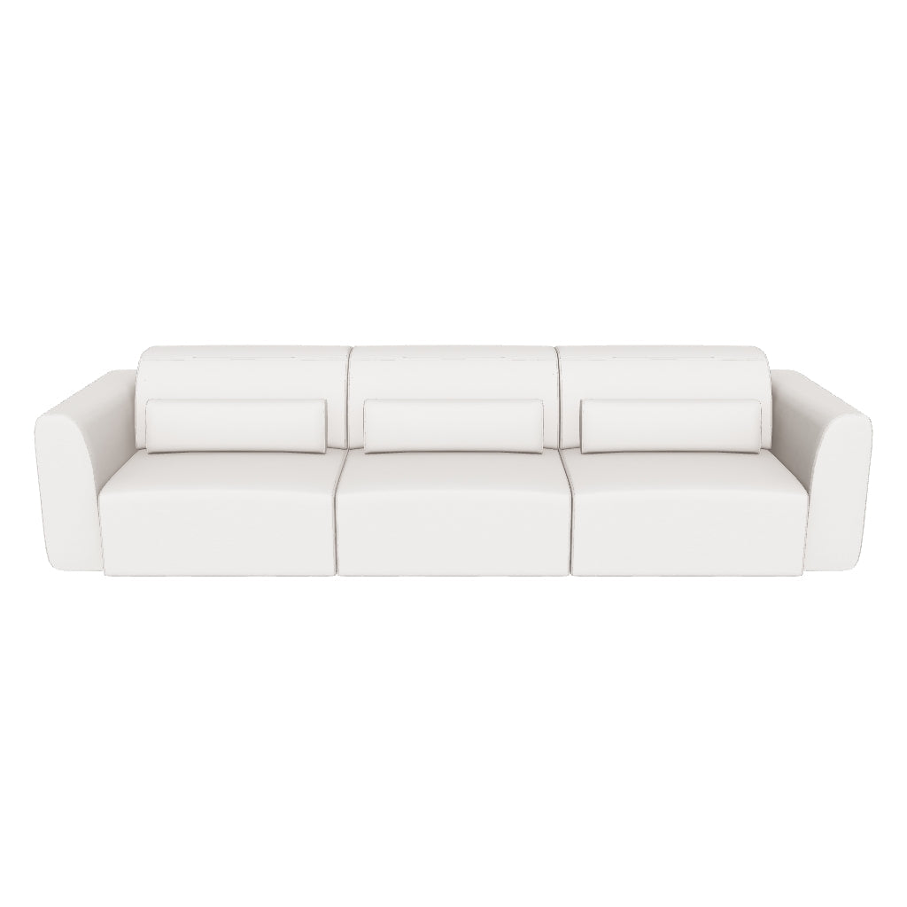 5-Sitzer-Sofa Lares mit elektrisch ausfahrbaren Sitzen und verstellbarer Kopfstütze in beiger Chenille, 335 cm in Beige präsentiert im Onlineshop von KAQTU Design AG. 5er Sofa ist von Kave Home