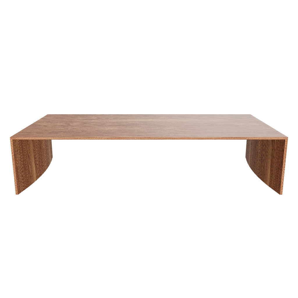 Moderner Couchtisch Litto aus Walnussfurnier mit natürlichem Finish, rechteckige Form, 140 x 70 cm, ideal für stilvolle Wohnräume.