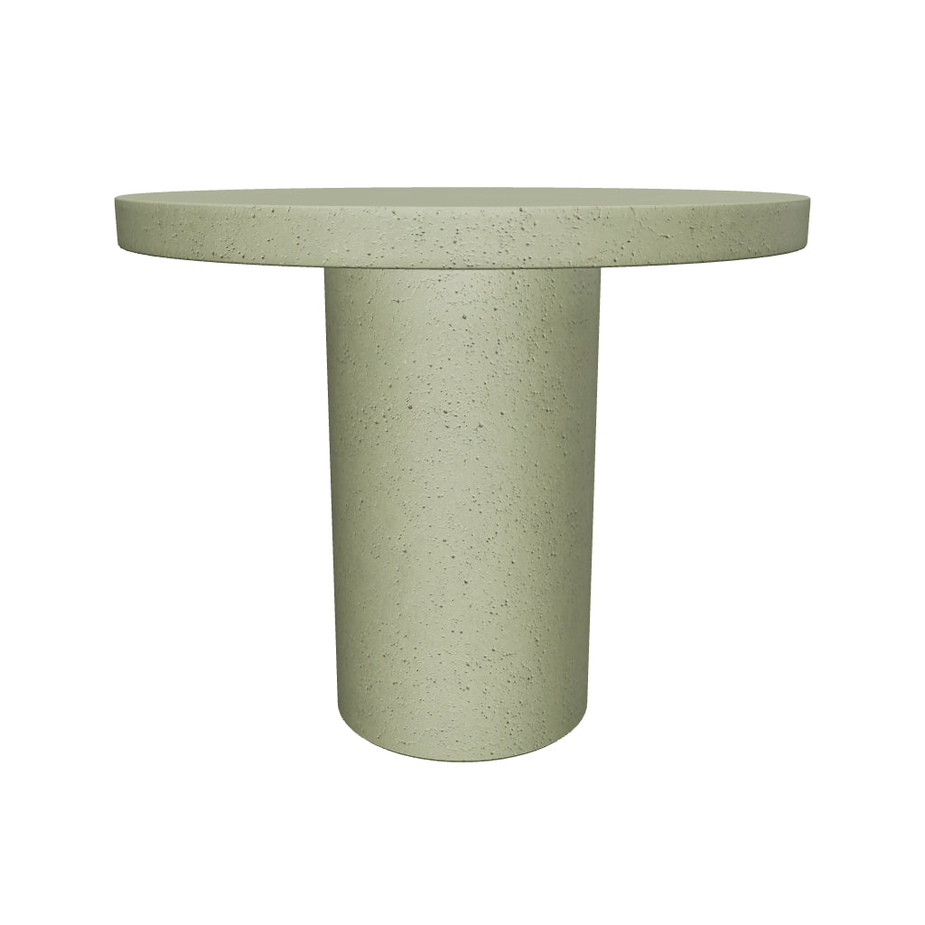 Runder grüner Zementtisch Aiguablava mit 90 cm Durchmesser, ideal für den Außenbereich und modernes Ambiente.