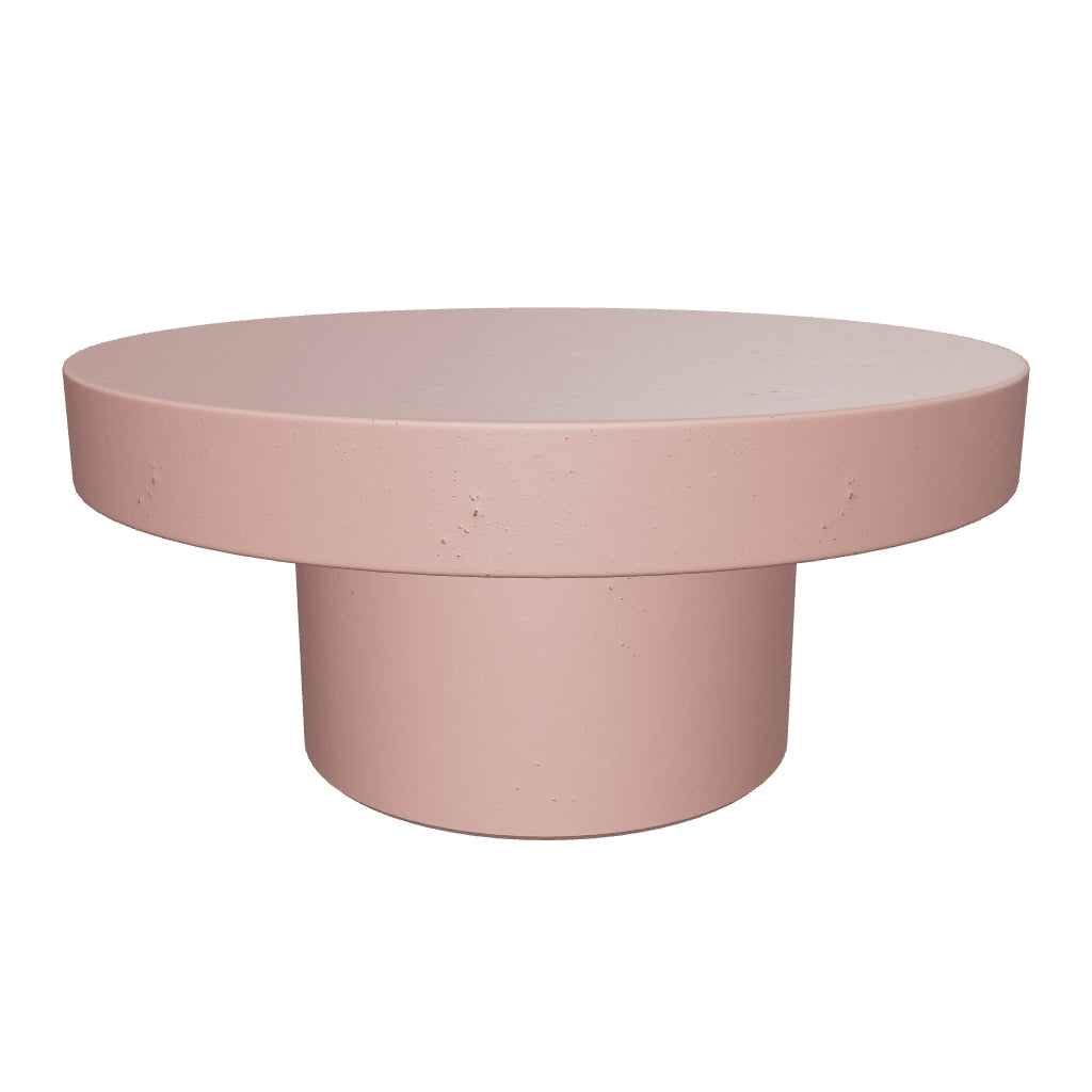 Runder Couchtisch aus Zement in Terrakotta-Optik mit einem Durchmesser von 66 cm, robust und vielseitig für den Innen- und Außenbereich.