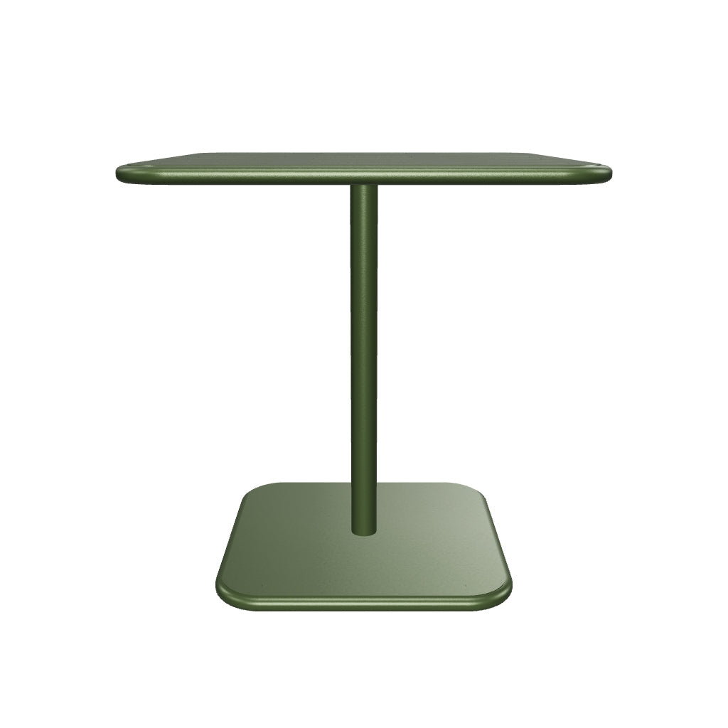 Outdoor-Tisch Brai aus grün verzinktem Stahl, 70 x 70 cm, robust und wetterfest, perfekt für kompakte Außenbereiche.
