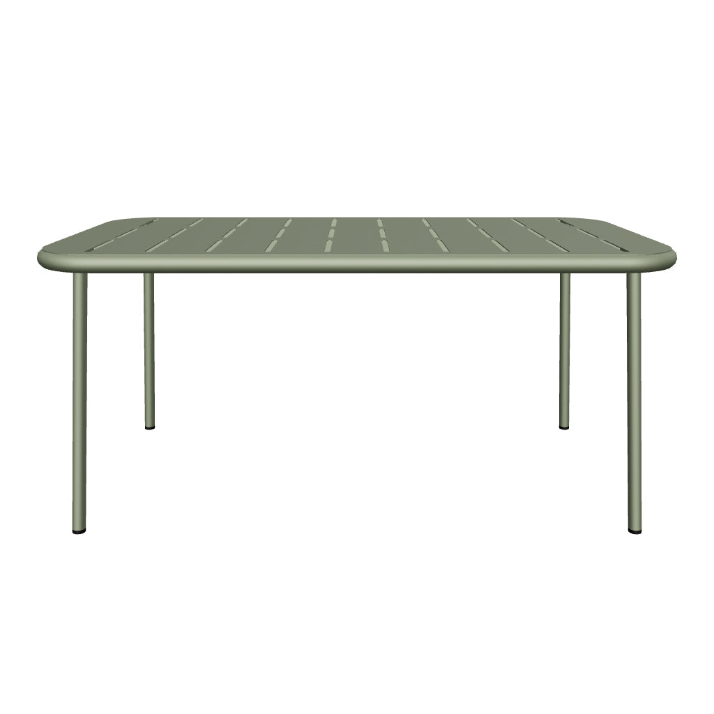 Moderner Couchtisch Zivia aus grün verzinktem Stahl, rechteckig, 90 x 50 cm, wetterfestes Design, perfekt für Wohn- und Außenbereiche.