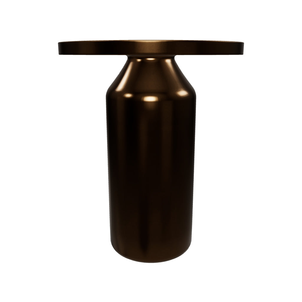 3D-Modell eines eleganten Beistelltischs aus Eisen mit Antik-Kupfer-Finish, ideal für Bücher und Deko, Ø 40,5 cm.