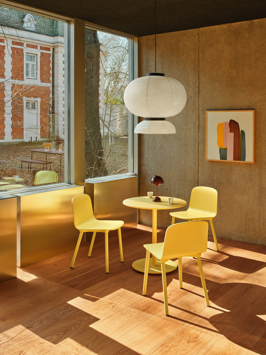 Nud ND1P14 - Stuhl aus Sperrholz mit Holzgestell in Gelb präsentiert im Onlineshop von KAQTU Design AG. Stuhl ist von Mdd