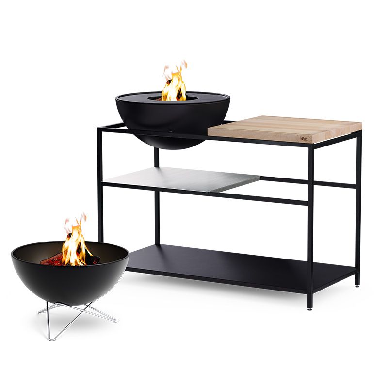 FIRE KITCHEN mit BOWL 57 Plancha-Grillset tief in Schwarz präsentiert im Onlineshop von KAQTU Design AG. Feuerschale ist von Höfats