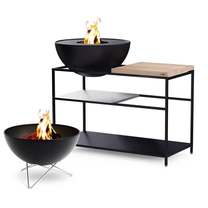 FIRE KITCHEN mit BOWL 70 Plancha-Grillset tief in Schwarz präsentiert im Onlineshop von KAQTU Design AG. Feuerschale ist von Höfats