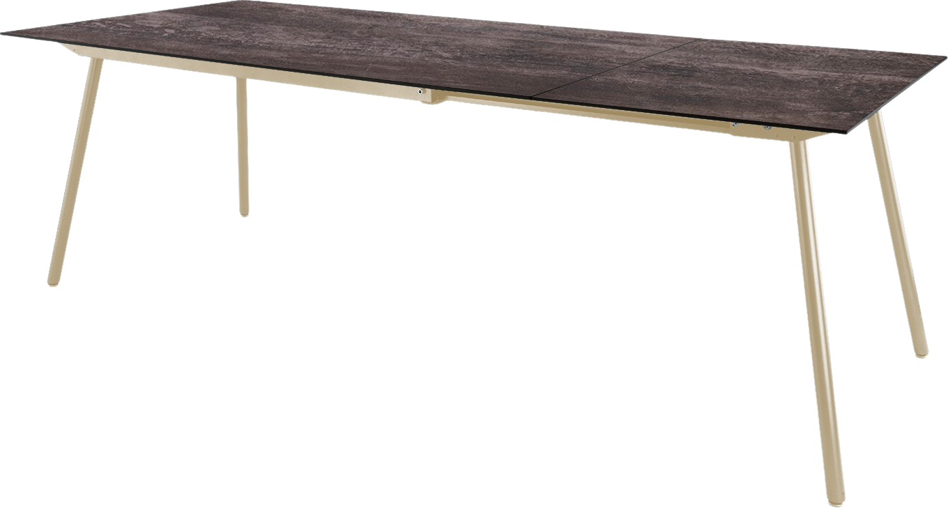Fiberglastisch Locarno ausziehbar in Stromboli dunkel / Pastellsand präsentiert im Onlineshop von KAQTU Design AG. Gartentisch ist von Schaffner