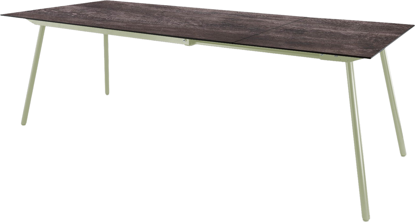 Fiberglastisch Locarno ausziehbar in Stromboli dunkel / Pastellgrün präsentiert im Onlineshop von KAQTU Design AG. Gartentisch ist von Schaffner