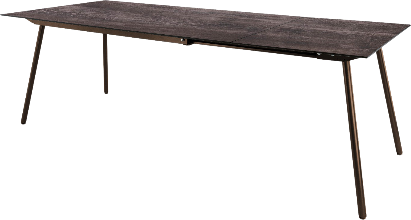 Fiberglastisch Locarno ausziehbar in Stromboli dunkel / Mokka präsentiert im Onlineshop von KAQTU Design AG. Gartentisch ist von Schaffner
