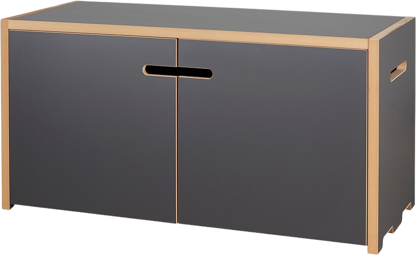 Tojo-hochstapler Grundmodul mit Türen in anthrazit präsentiert im Onlineshop von KAQTU Design AG. Regalsystem ist von Tojo