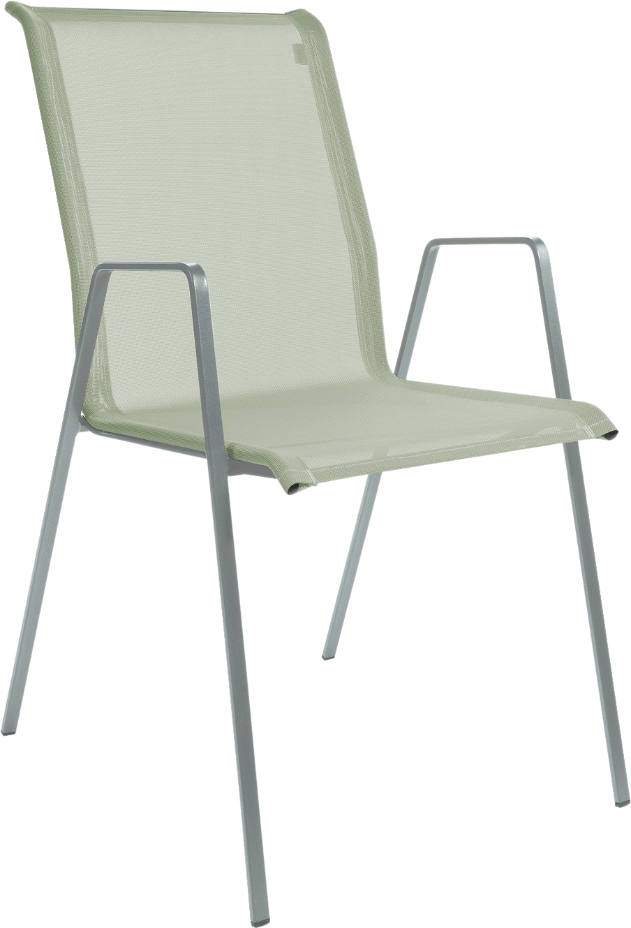 Matten-Sessel Luzern in Cremegrün / Alusilber präsentiert im Onlineshop von KAQTU Design AG. Gartenstuhl mit Armlehnen ist von Schaffner