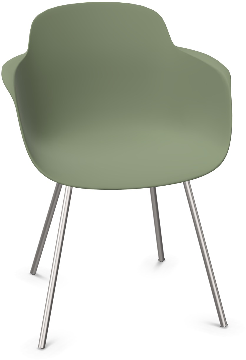 SICLA Sled in Grün / Chrom präsentiert im Onlineshop von KAQTU Design AG. Stuhl mit Armlehne ist von Infiniti Design