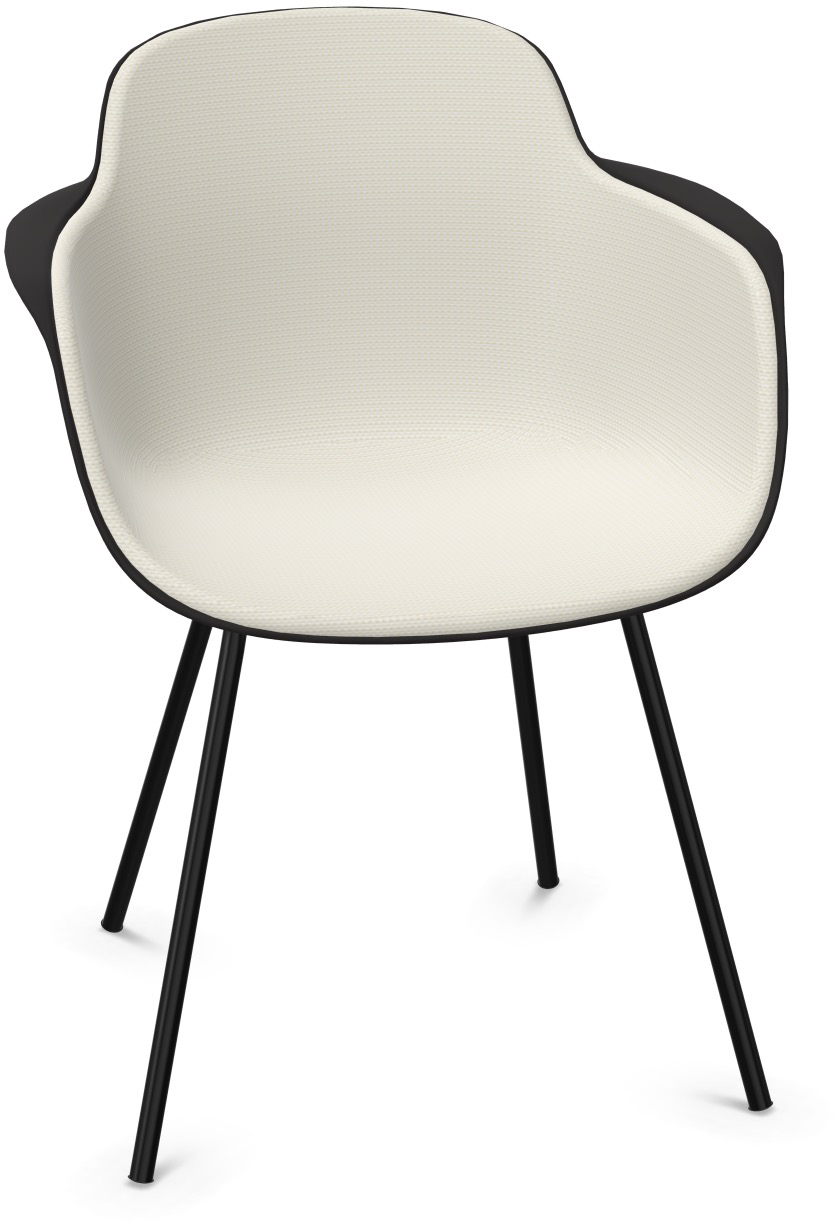 SICLA gepolstert in Sandweiss / Schwarz präsentiert im Onlineshop von KAQTU Design AG. Stuhl mit Armlehne ist von Infiniti Design