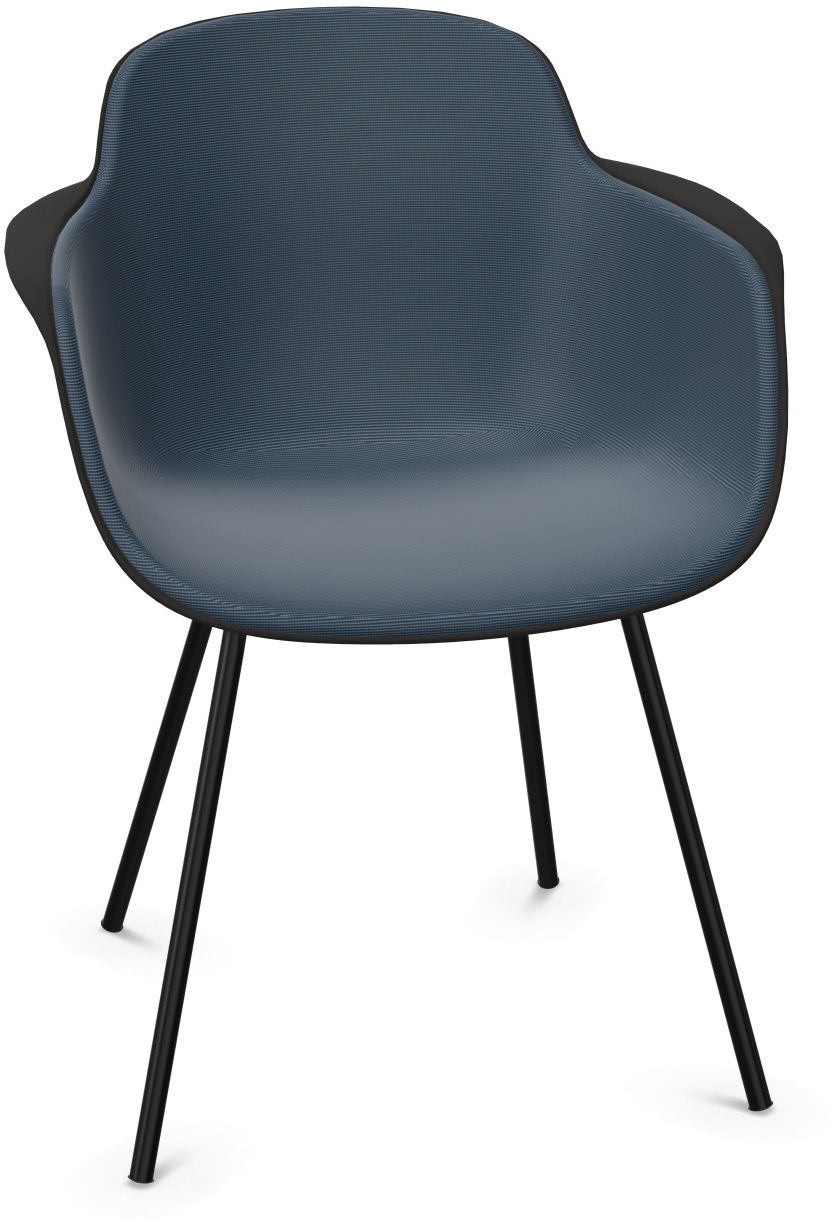 SICLA gepolstert in Dunkelblau / Schwarz präsentiert im Onlineshop von KAQTU Design AG. Stuhl mit Armlehne ist von Infiniti Design
