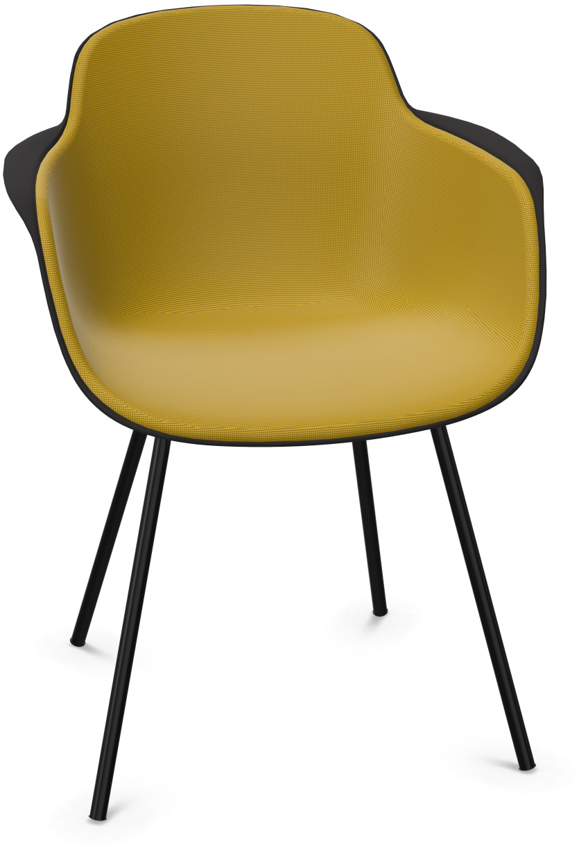 SICLA gepolstert in Senfgelb / Schwarz präsentiert im Onlineshop von KAQTU Design AG. Stuhl mit Armlehne ist von Infiniti Design