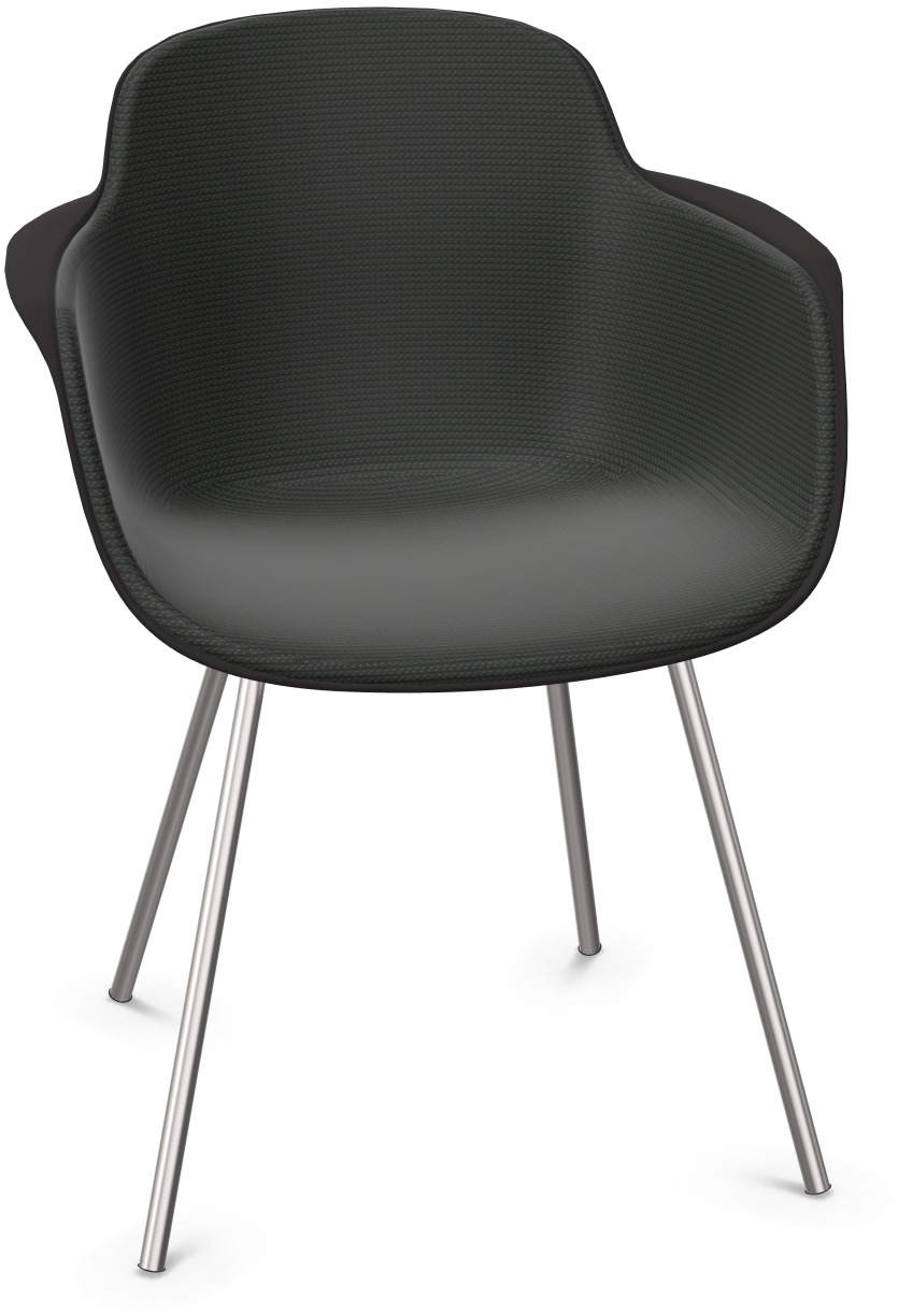 SICLA gepolstert in Schwarz / Chrom präsentiert im Onlineshop von KAQTU Design AG. Stuhl mit Armlehne ist von Infiniti Design